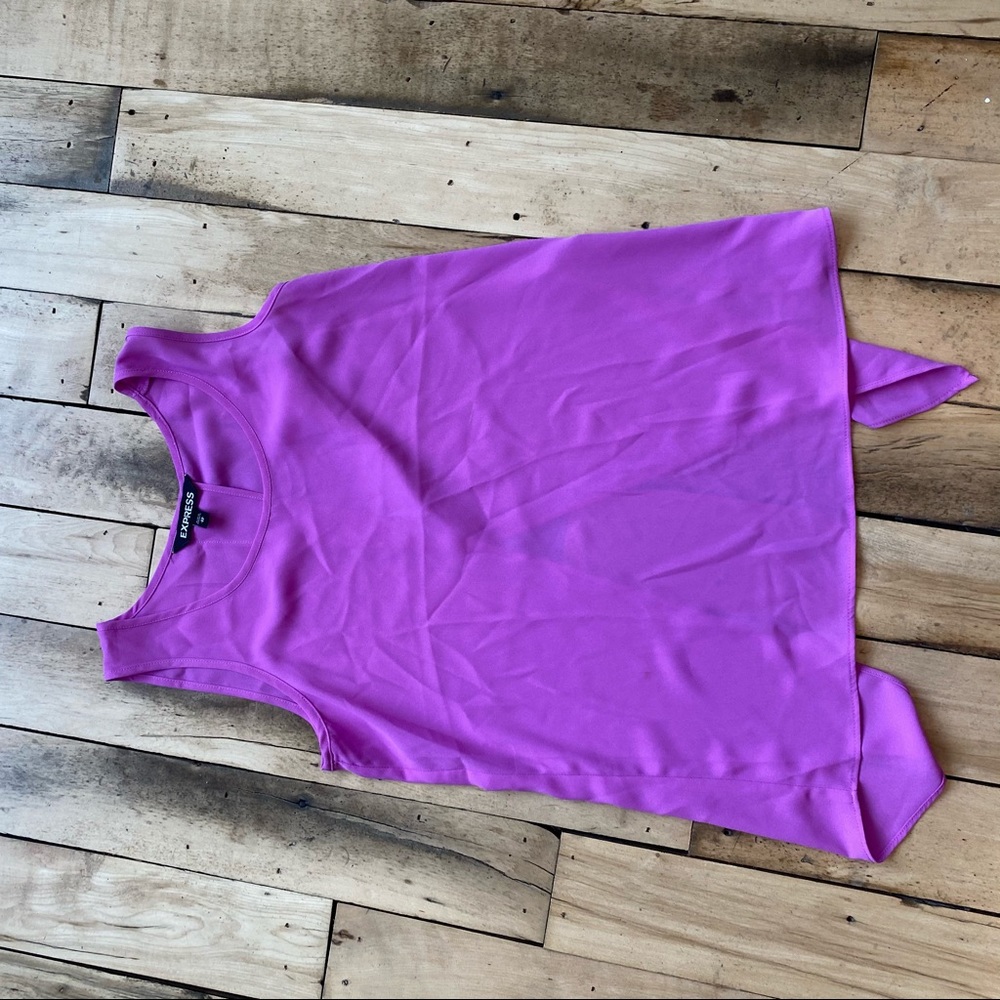 Express Purple Split Back Tank Chiffon - Picture 3 of 7